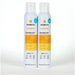S*sd*rma PACK Duplo Repaskin Spray Transparente SPF50 200 ml 50% Descuento Segunda Unidad