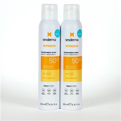 S*sd*rma PACK Duplo Repaskin Spray Transparente SPF50 200 ml 50% Descuento Segunda Unidad