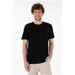 Erkek Regular Fit Bisiklet Yaka Siyah Basic Tişört