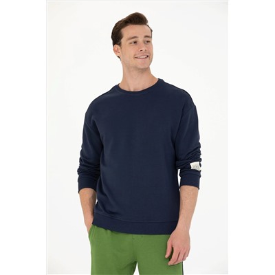 Erkek Lacivert Bisiklet Yaka Comfort Sweatshirt