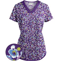 UA Passion Posies Grape Print Scrub Top