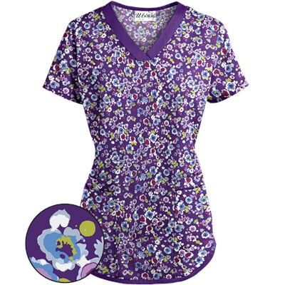 UA Passion Posies Grape Print Scrub Top