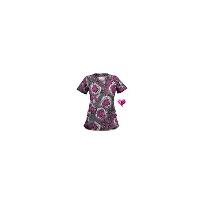 UA Splash of Flowers Black Print Scrub Top