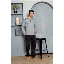 AHENGİM Man Erkek Pijama Takımı Interlok Omuz Ara Biyeli Ekoseli Pamuklu Mevsimlik M70132275 1-2-10001218