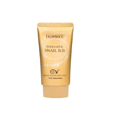 DEOPROCE INTENSIVE SNAIL BB SPF 50+ PA+++ - No. 21 NATURAL BEIGE Интенсивный антивозрастной солнцезащитный BB крем с муцином улитки 50мл