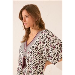 Camisola midi estampado hojas