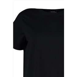 Siyah Regular Fit Basic Bisiklet Yaka %100 Pamuk Örme Büyük Beden T-Shirt TBBSS22TS0733