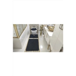 BotigaHome Siyah Banyo Halısı Klozet Takımı 3'lü Set BH006