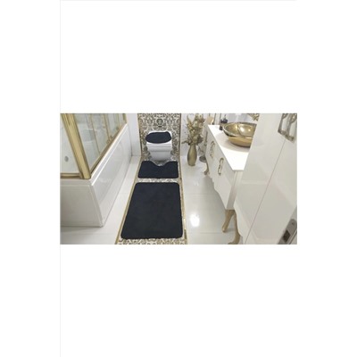 BotigaHome Siyah Banyo Halısı Klozet Takımı 3'lü Set BH006