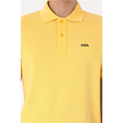 Erkek Regular Fit Polo Yaka Sarı Basic Tişört