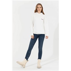Kadın Ekru Kapüşonlu Sweatshirt