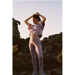 WASHED EFFECT RIBBED BELL BOTTOM TROUSERS