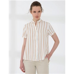 Ekru Comfort Fit Kısa Kollu Gömlek