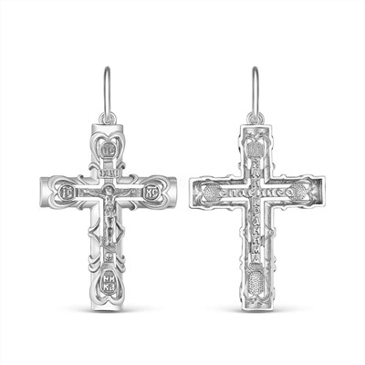 Крест из серебра родированный - 3,9 см 925 пробы Кр-821р