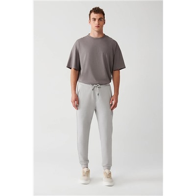 Avva Gri Beli Bağcıklı Paçası Lastikli Pamuklu Nefes Alan Regular Fit Jogger Eşofman Altı A31Y3415