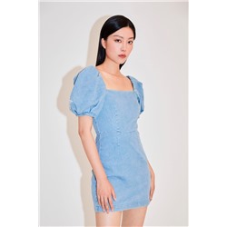 Vestido recto vaquero Azul
