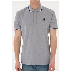 Erkek Regular Fit Polo Yaka Gri Melanj Basic Tişört