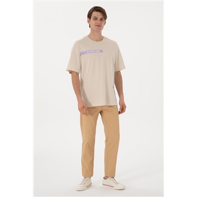 Erkek Comfort Fit Bisiklet Yaka Taş Tişört