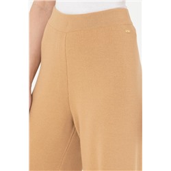 Kadın Kum Melanj Loose Fit Triko Pantolon