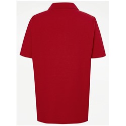 Red Short Sleeve Slim Fit School Polo Shirts 2 Pack