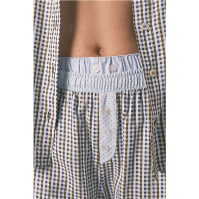 Pijama largo camisero cuadros y topos