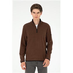 Erkek Kahverengi Basic Sweatshirt