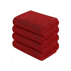 KAYABEY HOME Kırmızı 4 Adet El Yüz Havlusu 50x90 %100 Pamuk Havlu 051