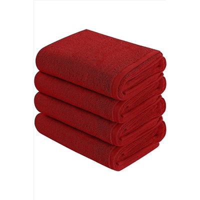 KAYABEY HOME Kırmızı 4 Adet El Yüz Havlusu 50x90 %100 Pamuk Havlu 051