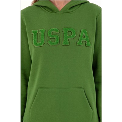 Kadın Yeşil Basic Kapüşonlu Sweatshirt