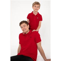 Erkek Regular Fit Polo Yaka Kırmızı Basic Tişört