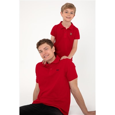 Erkek Regular Fit Polo Yaka Kırmızı Basic Tişört