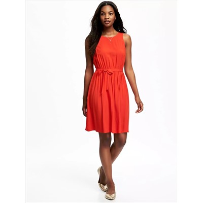 Tie-Waist Swing Dress for Women