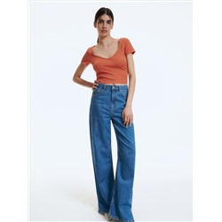 Crop Top aus Rippstrickjersey