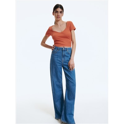 Crop Top aus Rippstrickjersey