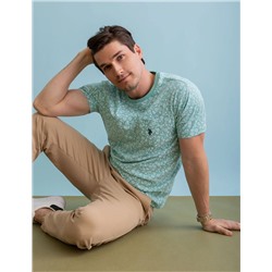 FLORAL PRINTED CREW NECK T-SHIRT WITH POCKET