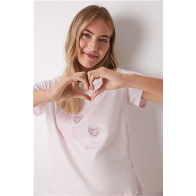 Pijama largo 100% algodón rosa corazones