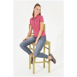 Kadın Pembe Basic Polo Yaka Tişört