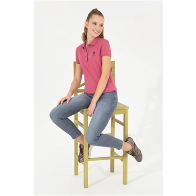Kadın Pembe Basic Polo Yaka Tişört