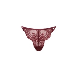 Tanga encaje lurex vino