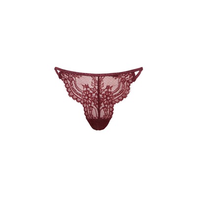 Tanga encaje lurex vino
