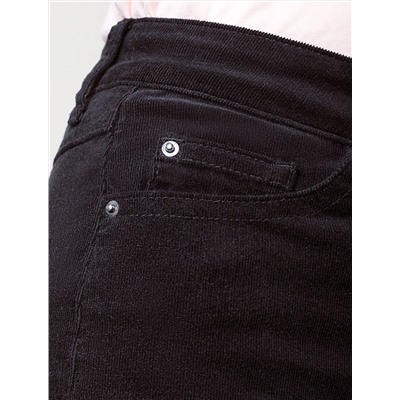 Укороченные эластичные брюки слим из микро вельвета