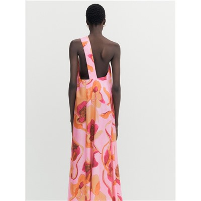 Vestido largo asimétrico estampado floral