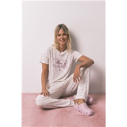 Pijama largo camiseta corta La Vecina Rubia tejido Waffle