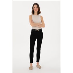 Kadın Siyah Toothpick Fit Kanvas Pantolon