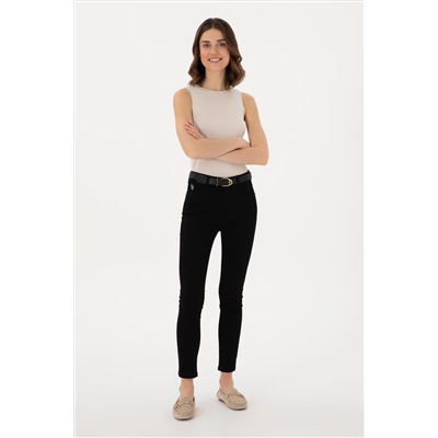 Kadın Siyah Toothpick Fit Kanvas Pantolon