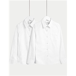 2pk Girls’ Regular Fit Skin Kind™ School Shirts (2-18 Yrs)