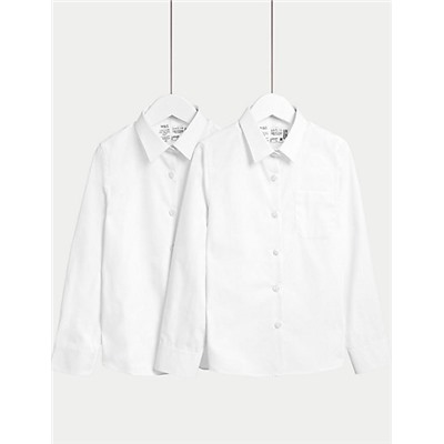 2pk Girls’ Regular Fit Skin Kind™ School Shirts (2-18 Yrs)