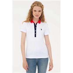 Kadın Beyaz Basic Polo Yaka Tişört