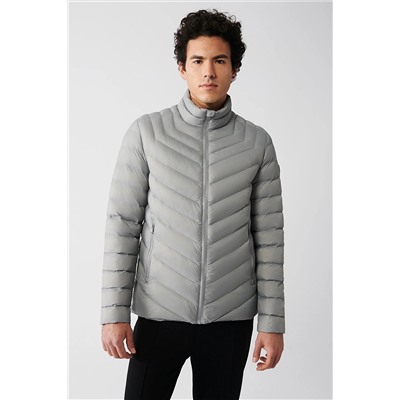 Avva Erkek Gri Su Itici Rüzgar Geçirmez Kaz Tüyü Comfort Fit Rahat Kesim Şişme Mont B006020