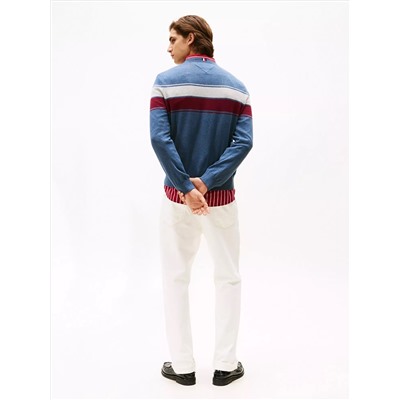 Block-Stripe Crewneck Sweater